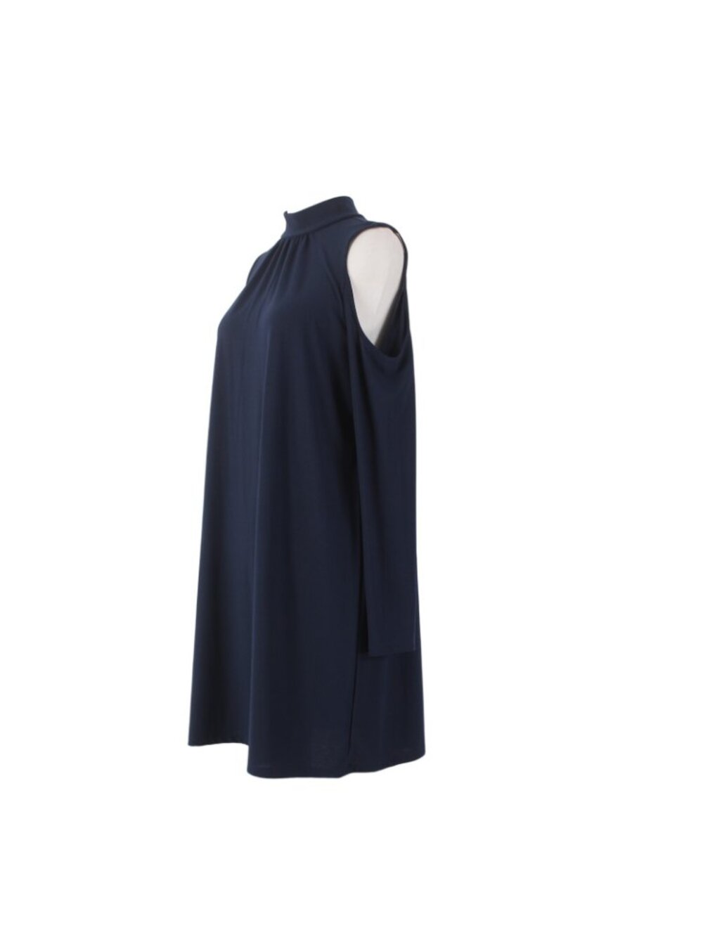 Kensie Dress NEW Sz M Navy Blue Cold Shoulder Turtleneck Poly Spandex Dress - Picture 3 of 12